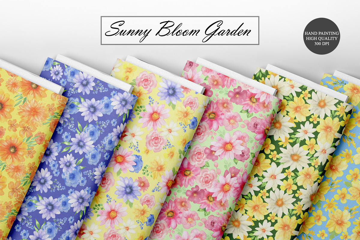 Watercolor Flowers Seamless Patterns, an Illustration by OlDm_Shop (Photo 3 of 10)