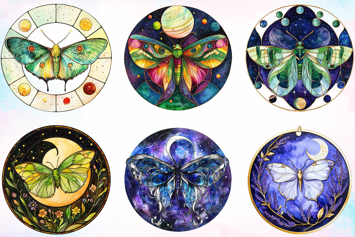 Lunar Moth and Moon Stained Glass, an Illustration by Canvas Craft (Photo 4 of 5)