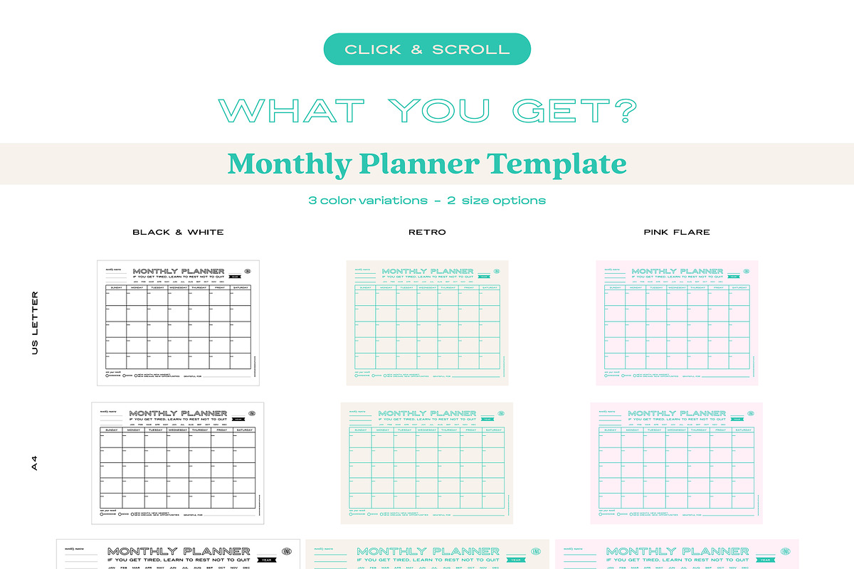 TIME MANAGEMENT_MONTHLY Planner Set, a Stationery Template by GoodNess Graphics (Photo 3 of 8)