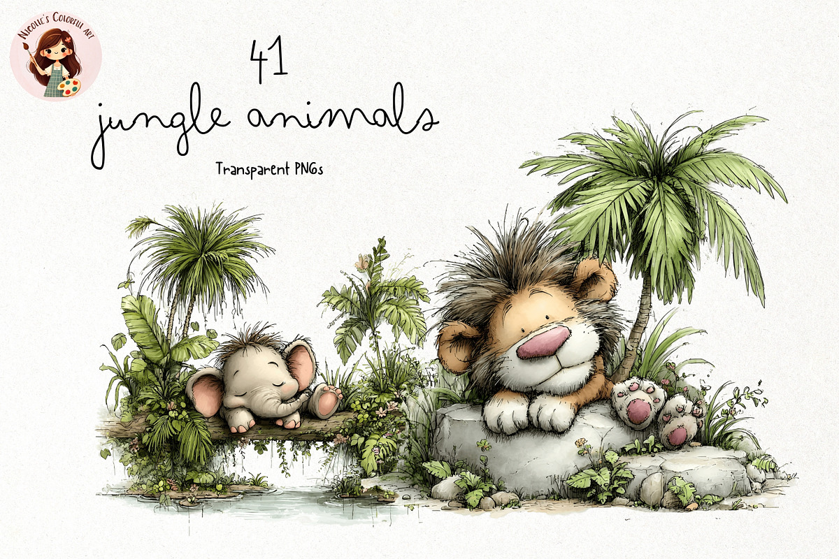 Jungle Animals PNG Clipart, an Animal Illustration by Nicolle's Colorful Art (Photo 1 of 4)