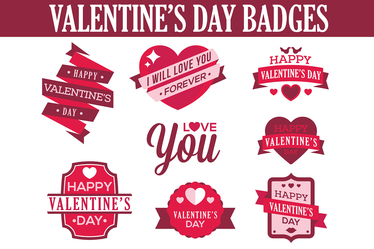 Valentines day badges, an Illustration by Scredeck