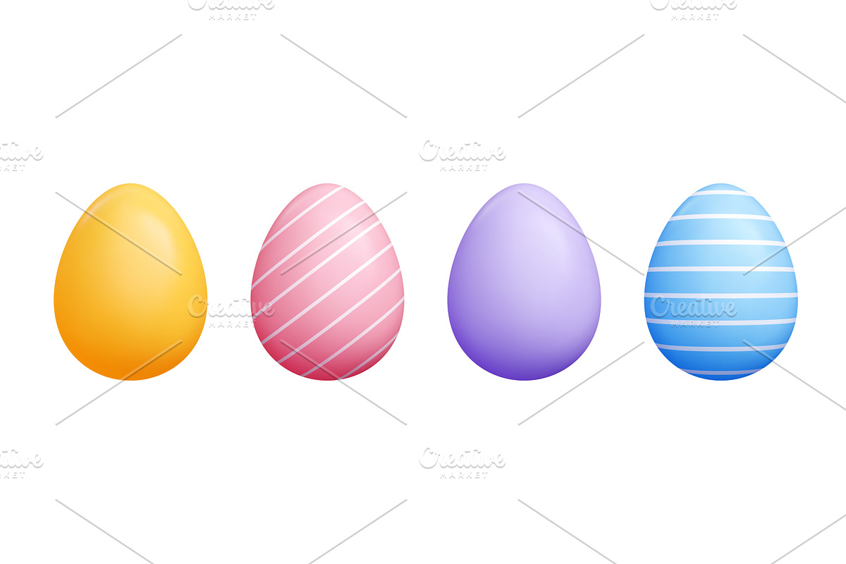 Easter egg cartoon 3d set - vibrant, an Object Illustration by YuliiaOsadcha