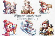 Snowman Clipart Bundle. 30 png, a Seasonal Illustration by GalaDesign03 (Thumbnail 1 of 7)