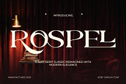 Rospel - A Soft Serif Classic Font, a Serif Font by Muflieart (Thumbnail 1 of 12)