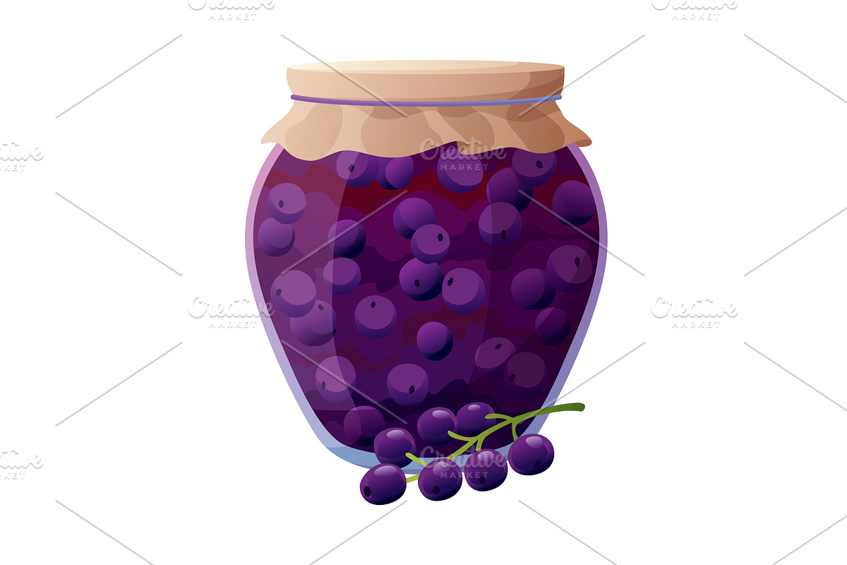 Jam jar with currant. Homemade, a Food Illustration by the8monkey
