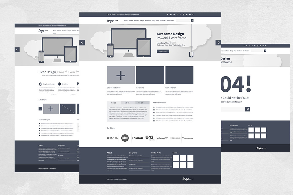 75 Layouts Webdesign Wireframe Kit, a Wireframe Template by DesignSomething (Photo 3 of 5)