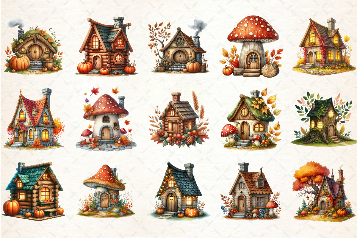 Whimsical Autumn House Clipart, an Illustration by Rose Art (Photo 2 of 7)