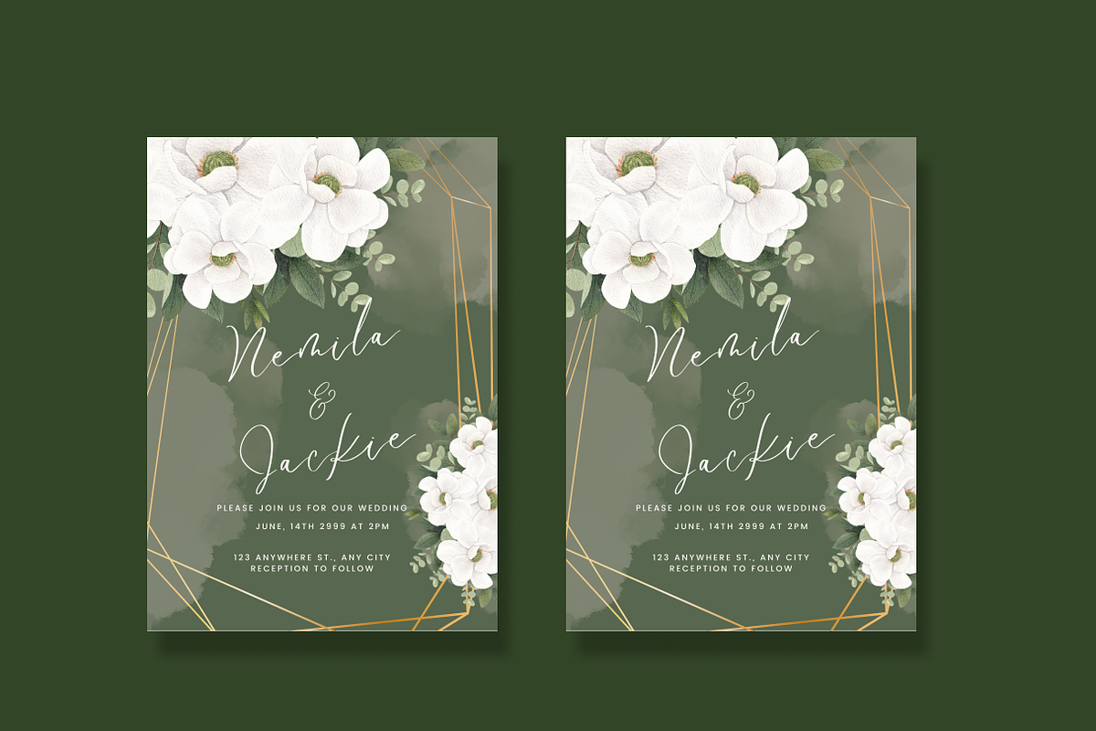 Green Watercolor Wedding Invitation, an Invitation Template by Weddinginvitation by Fati (Photo 2 of 2)