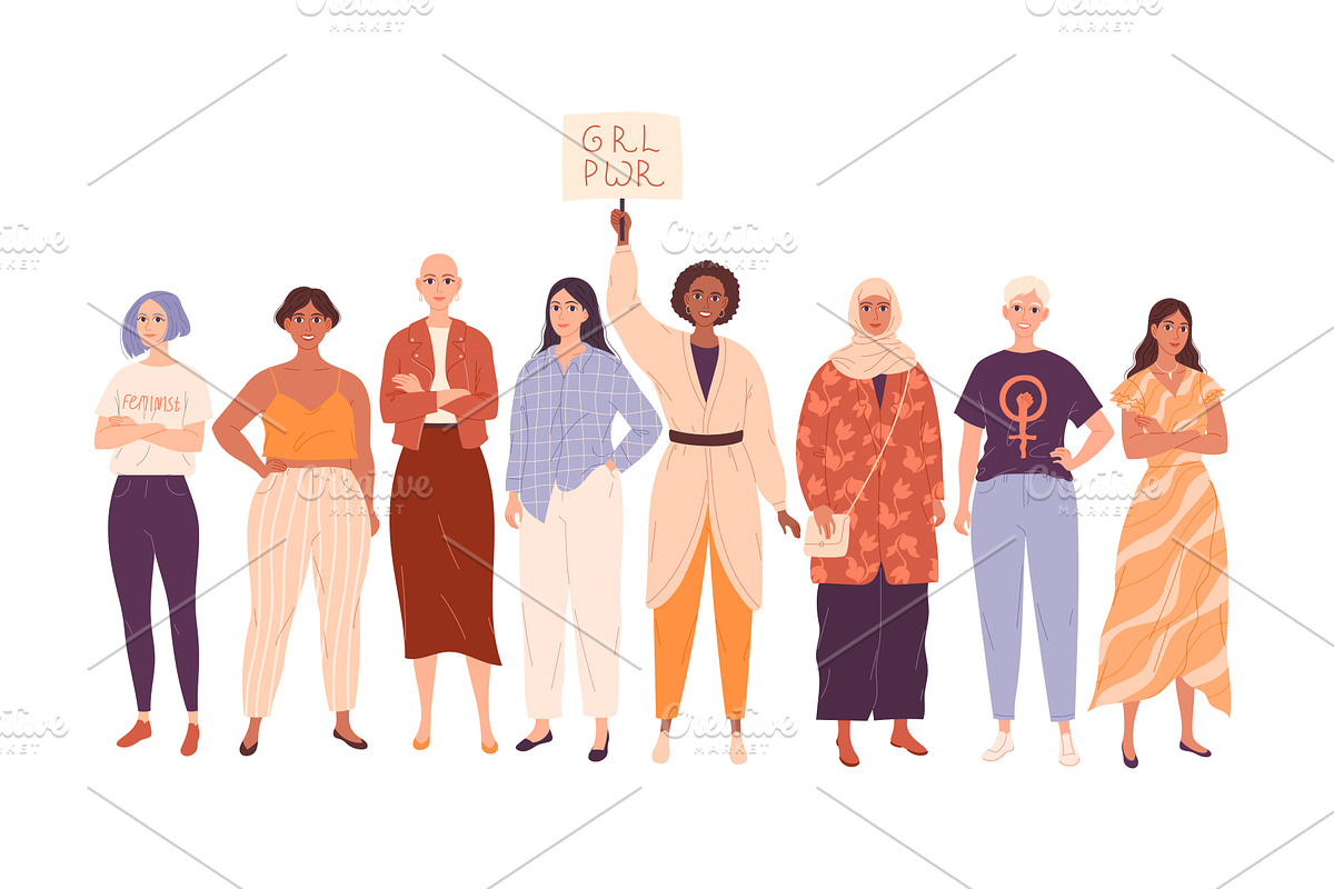 Group of diverse women in full, a Person Illustration by undrey