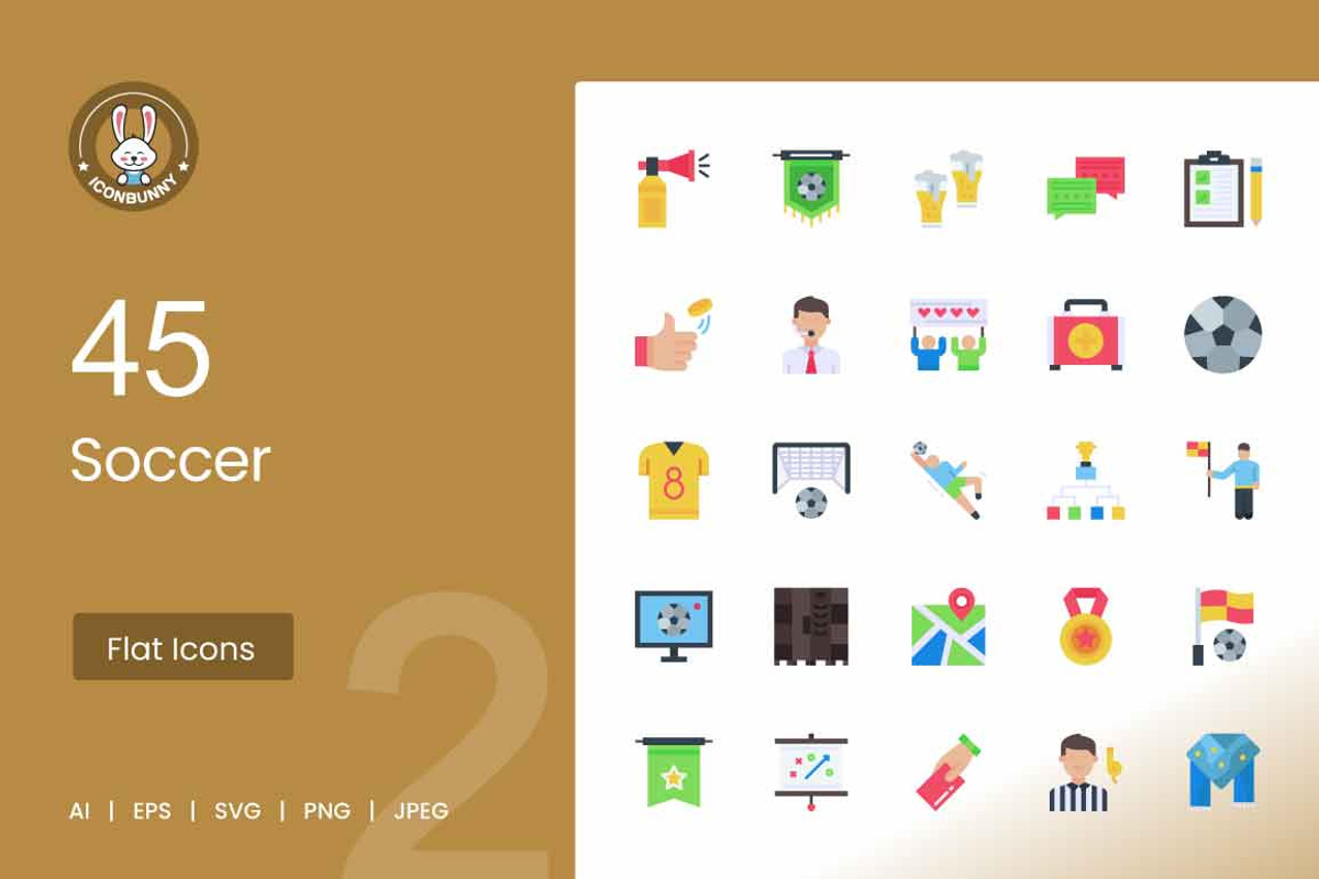 Soccer Flat Multicolor Icons, an Icon by IconBunny (Photo 1 of 2)