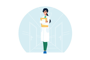 Smiling doctor holding medical, a Healthcare Illustration by pikepicture