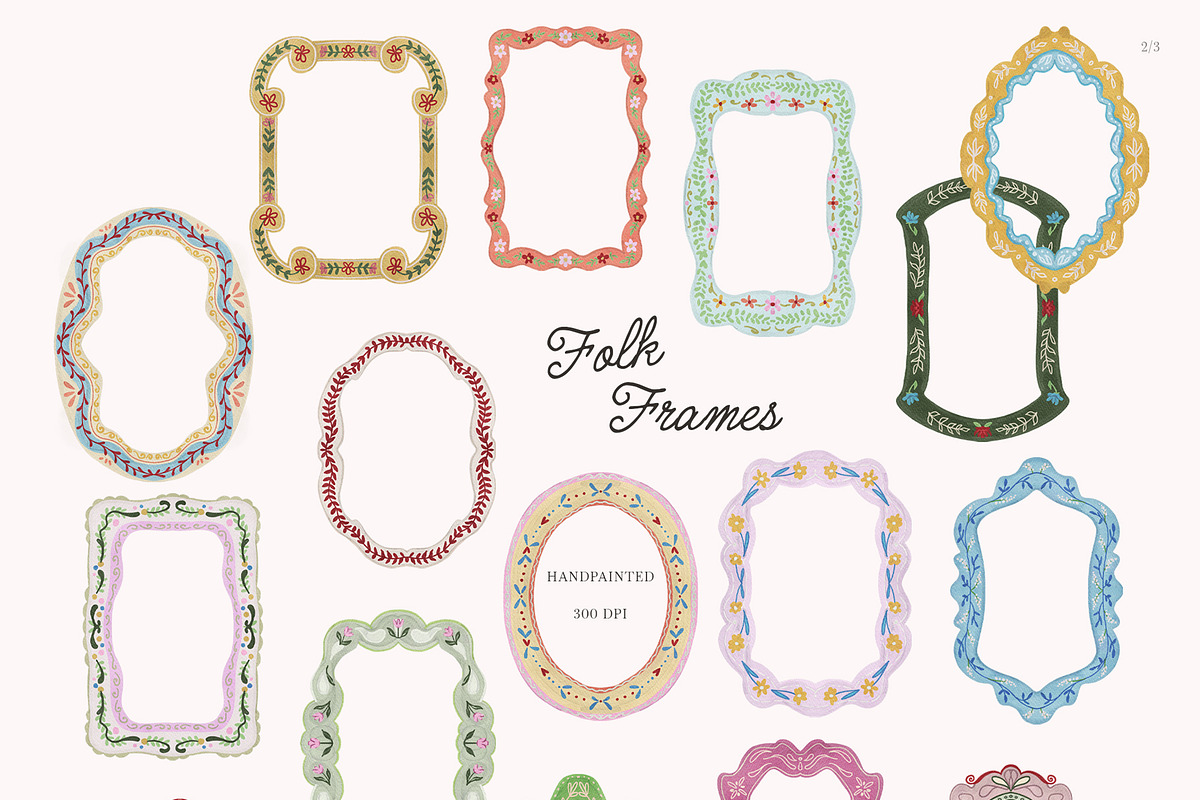 FOLK Frames & Backgrounds, an Illustration by SunnyAfternoons (Photo 8 of 12)