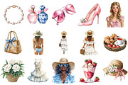 Watercolor Summer Chic Clipart, an Illustration by OK Design (Thumbnail 3 of 6)