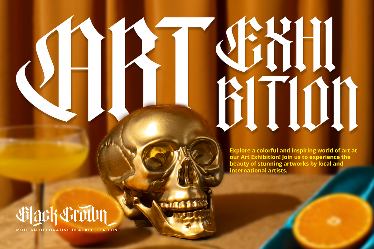 Black Crown Modern Blackletter Font, a Blackletter Font by Pixesia Studio (Photo 2 of 10)
