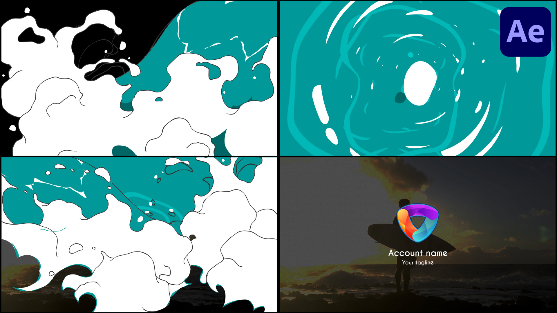 Cartoon Wave Logo for After Effects | Creative Market
