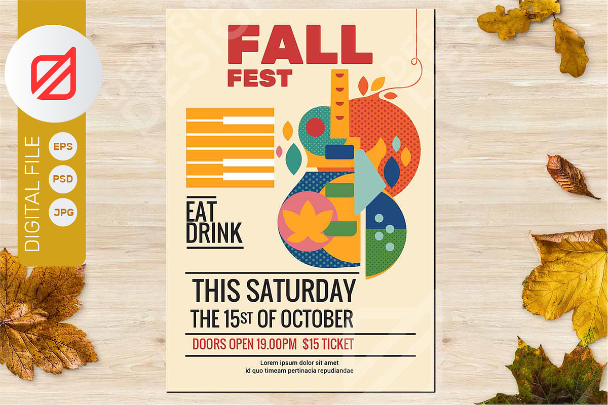 Fall Festival Autumn Party Flyer, a Flyer Template by defarmerdesign