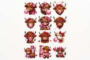 Valentine Highland Cow Clipart Set, an Animal Illustration by Nicolle's Colorful Art (Thumbnail 5 of 7)