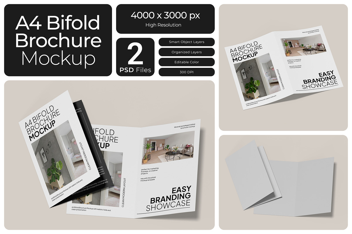 A4 Bifold Brochure Mockup, an Advertising Mockup by Bartama Graphic (Photo 1 of 4)