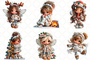 Whimsical Christmas Girls Clipart, an Illustration by Black Bird Studio (Thumbnail 2 of 6)