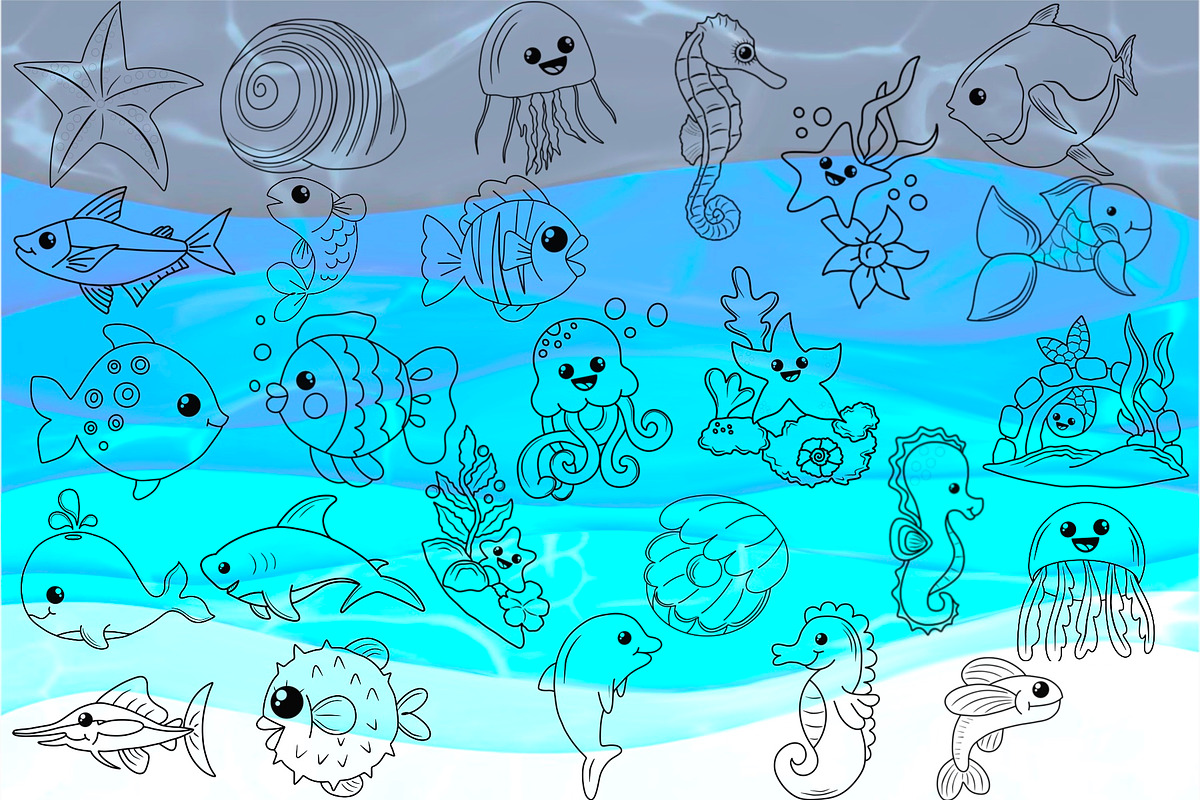 Ocean Life Digital Stamps, a Graphic by Favorites_Art (Photo 9 of 17)