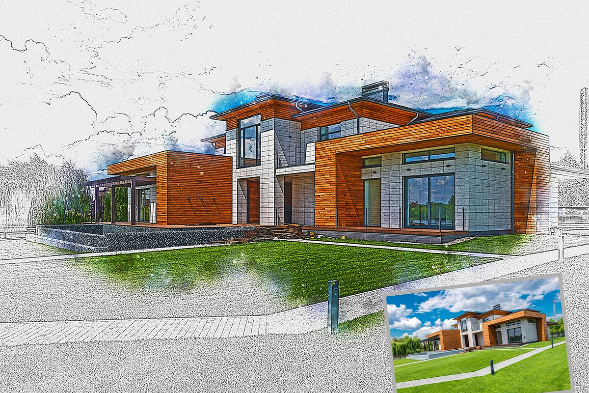 Architecture Drawing Art Ps Action, a Brushes & More by Studio Retouch (Photo 5 of 11)