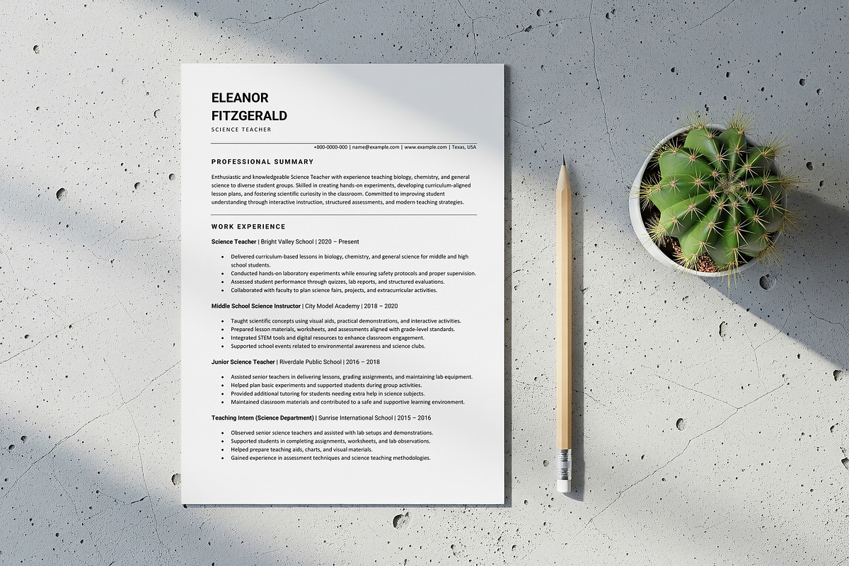 Teacher Resume for Science Teacher, a Resume Template by SmmrDesign (Photo 2 of 8)