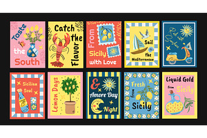 Mediterranean summer Posters. Vector