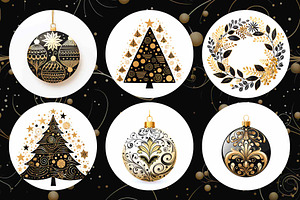 Whimsical Black And Gold Christmas