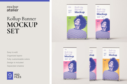Rollup Banner Mockup Set, a Print Template by mockupatelier