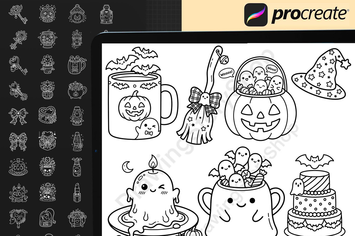 200 Procreate Halloween Stamps, a Brush Add-On by DrawingStoryShop (Photo 5 of 6)