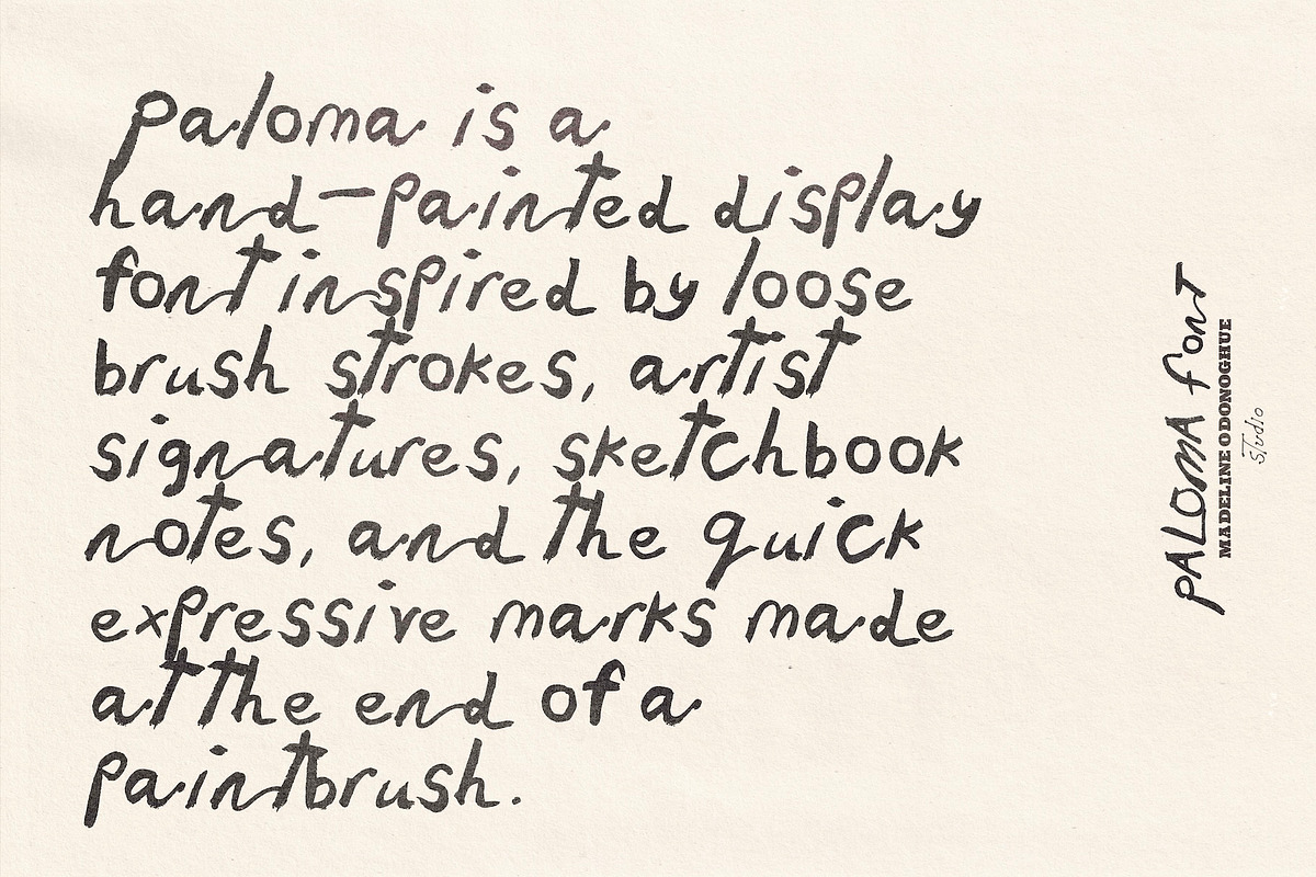 Paloma Hand Painted Font, a Handwritten Font by Madeline ODonoghue Design (Photo 2 of 9)
