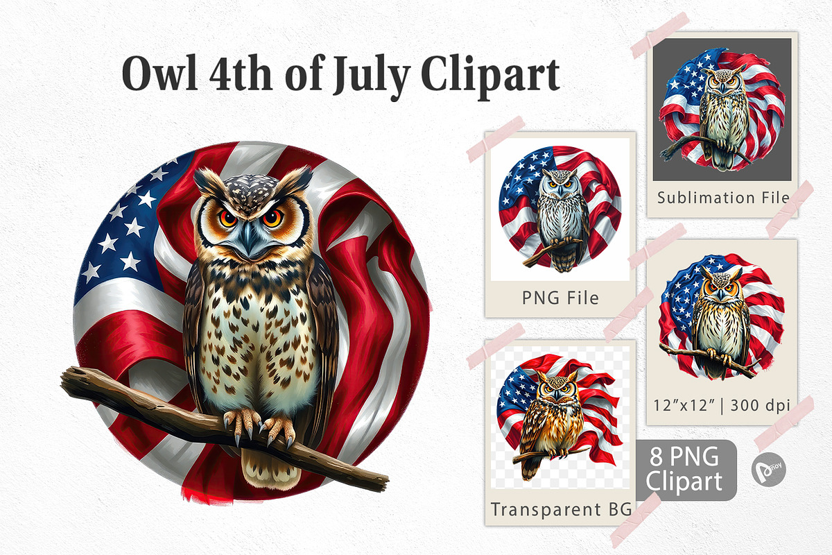 Owl 4th of July Clipart, a Graphic by Artnoy (Photo 1 of 5)