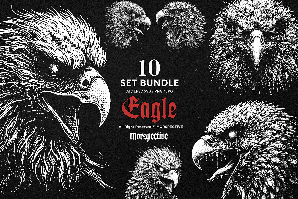 10 Bundle Dark Art Eagle Bird Head, an Illustration by Morspective (Photo 1 of 7)