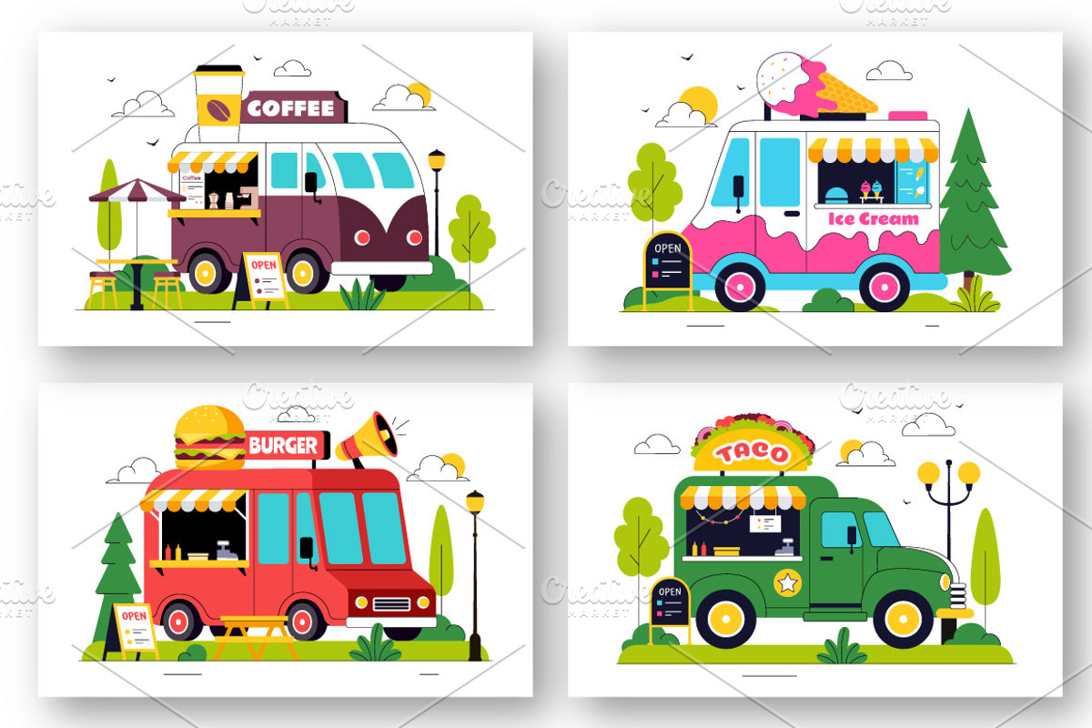 10 Food Truck Illustration, a Food Illustration by denayunebgt (Photo 2 of 4)