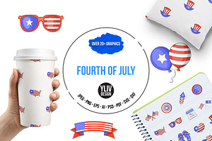 Fourth Of July Icons Set