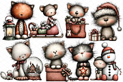 Whimsical Christmas Cat Clipart, an Animal Illustration by cherrydesign (Thumbnail 4 of 4)