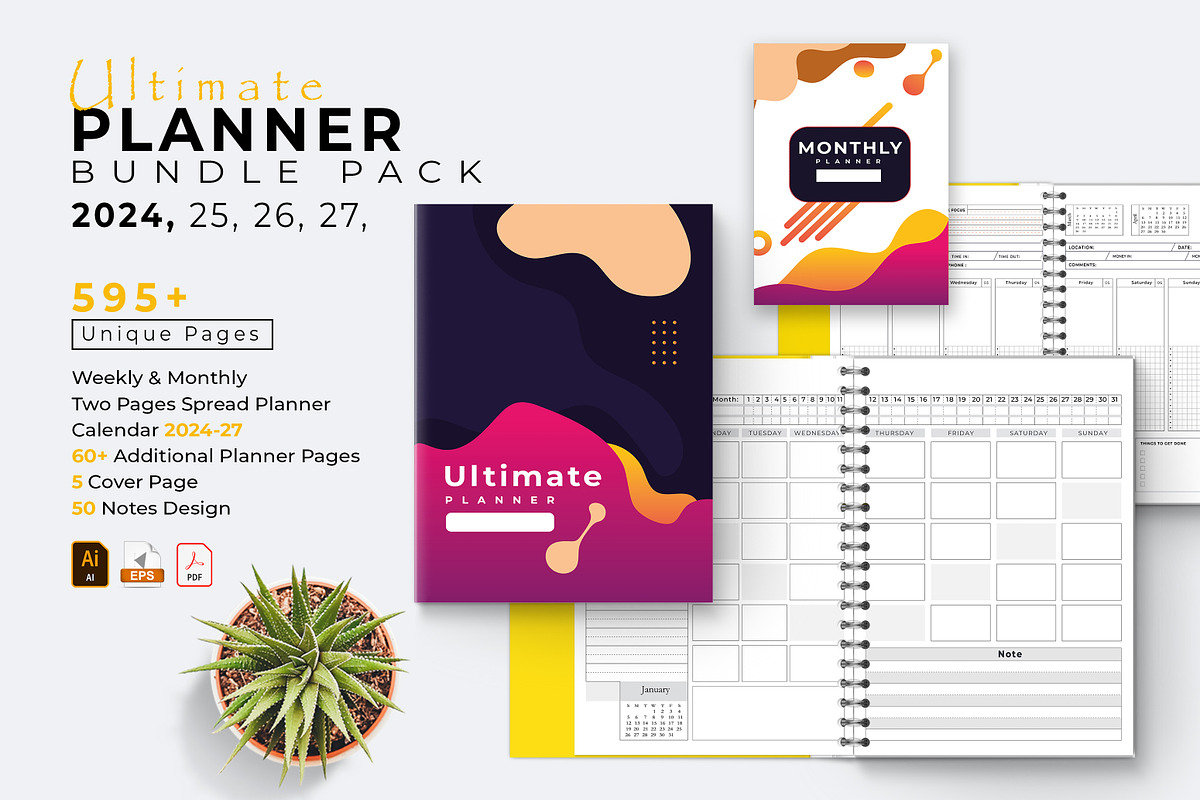 Ultimate Planner Bundle Pack 2024-27, a Stationery Template by obayes (Photo 1 of 16)