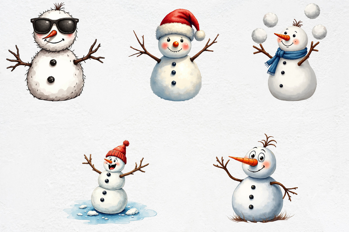 Funny Christmas Snowman Clipart Bund, an Illustration by CrexoraLab (Photo 3 of 5)