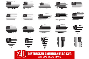 Distressed American Flag SVG Bundle, a Graphic by M9 Design