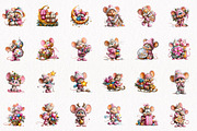 Whimsical Christmas Mice Clipart, a Seasonal Illustration by fashionaddict (Thumbnail 4 of 7)