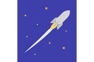 Jet Rocket In Open Space Vector