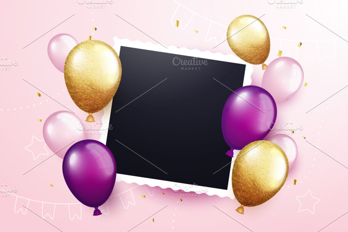 Birthday Party Background With Photo, a Decorative Illustration by Black White Mouse Design (Photo 1 of 3)