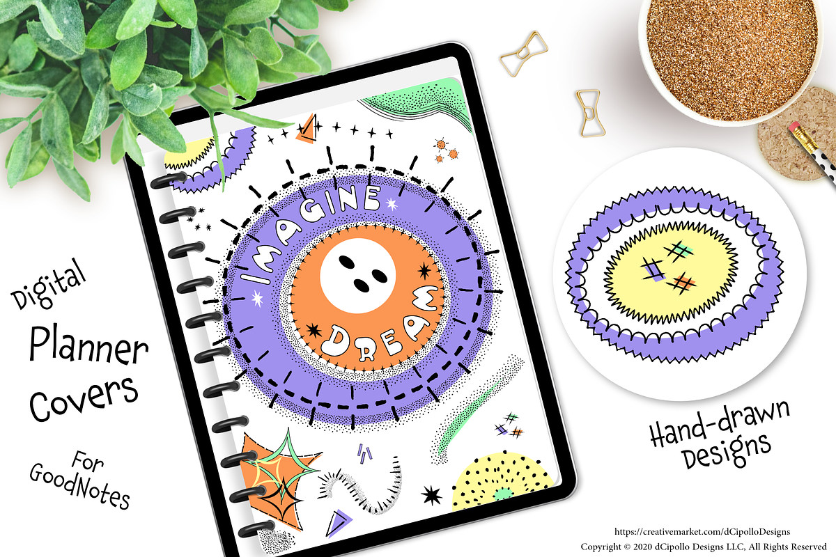 Imagine & Dream Digi Planner Covers, a Stationery Template by dCipollo Designs (Photo 4 of 6)