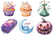 Cute Pastel Spooky Halloween Clipart, an Illustration by Watercolor design (Thumbnail 2 of 4)