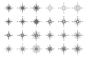 Compass Rose Vector Set, an Object Graphic by Gomolach
