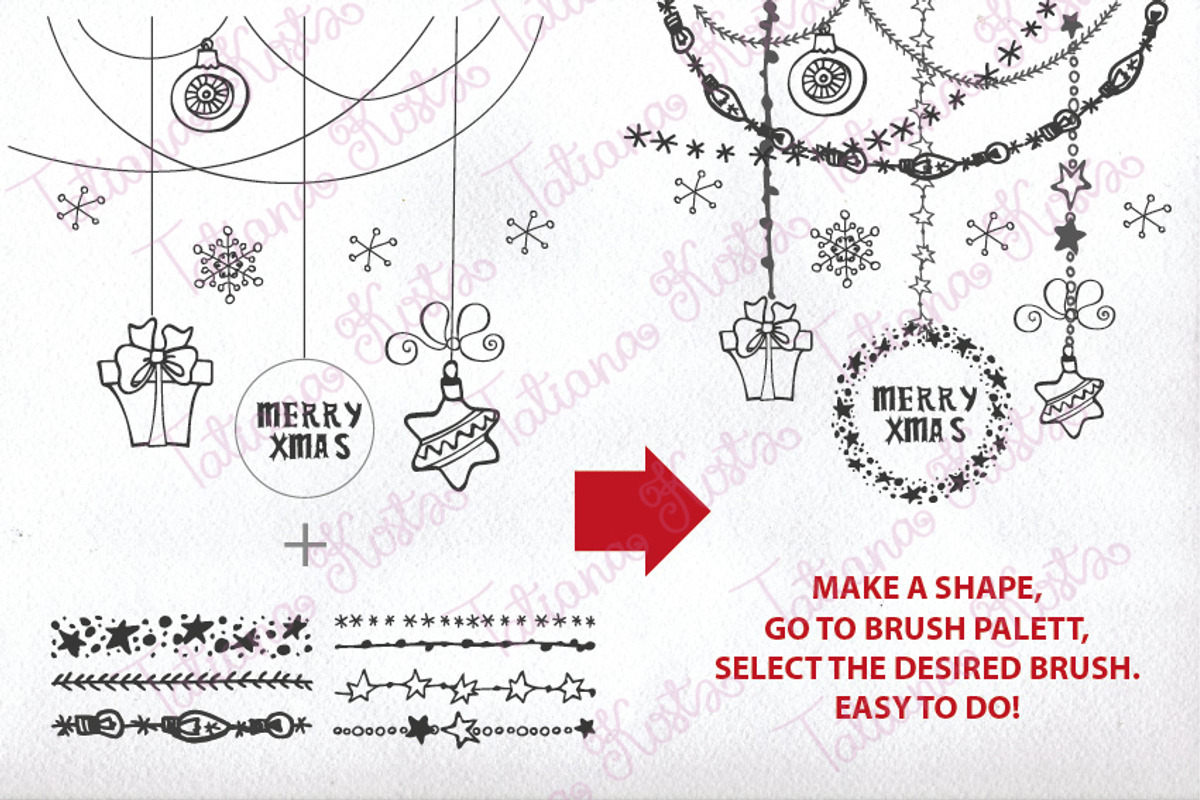 Christmas.DIY garland brushes set preview 4