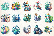 Cute Adorable Peacock Clipart, an Illustration by Rose Art (Thumbnail 2 of 7)