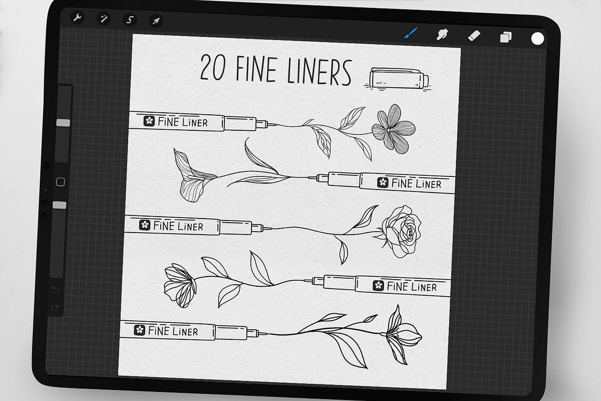 150 Fine Liner Brushes for Procreate, a Brush Add-On by Disyukov (Photo 2 of 8)