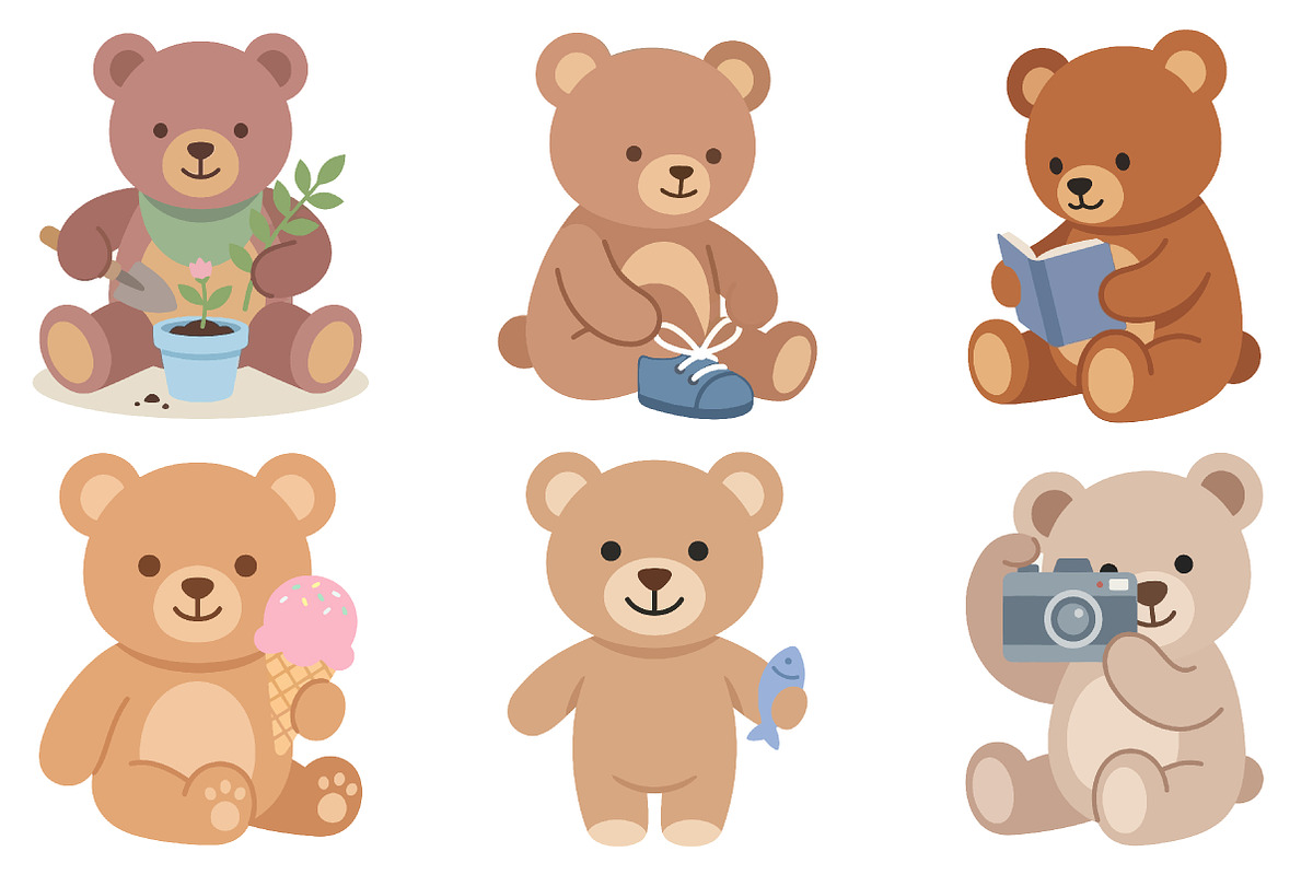 Teddy Bear Illustration Set, an Animal Illustration by Pixels.Craft (Photo 3 of 4)