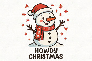 Howdy Christmas Snowman PNG, an Illustration by CraftArtStudio